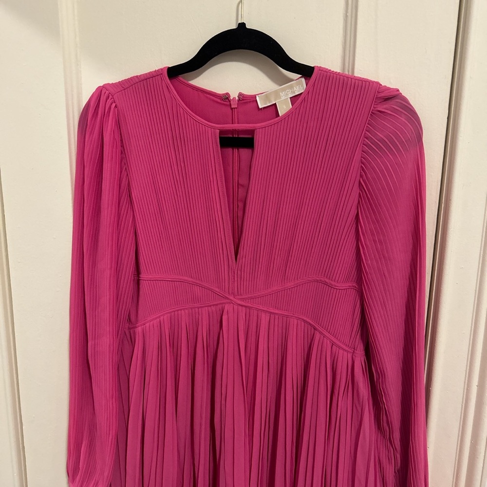 Michael Kors Cerise Pleated Midi Dress